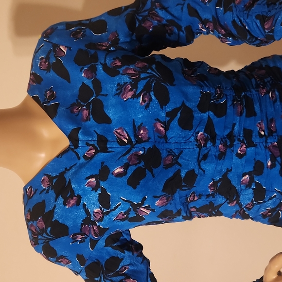 Zara Dresses Zara Blue Floral Ruched Bodycon Mini Dress New With